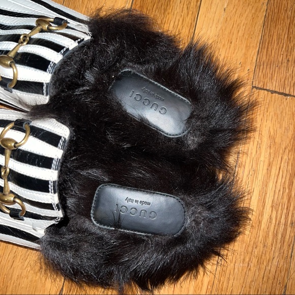 GUCCI ZEBRA FUR PRINCETOWN MULES SLIDE INS - Picture 5 of 9